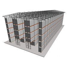 Самонесущий склад на паллетных стеллажах 12х39,5 м двухъярусный с одним перекрытием